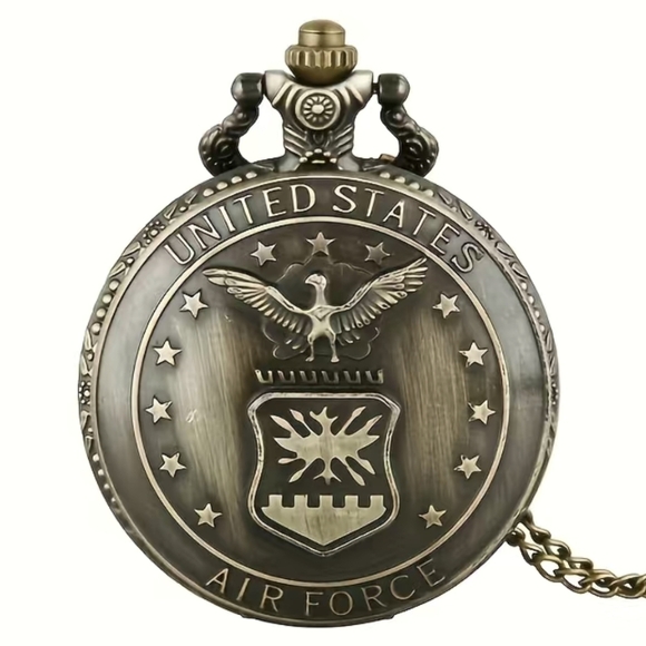 New Vintage American Air Force Quartz Pocket Watch, Gift For A Military Fan - Picture 1 of 5